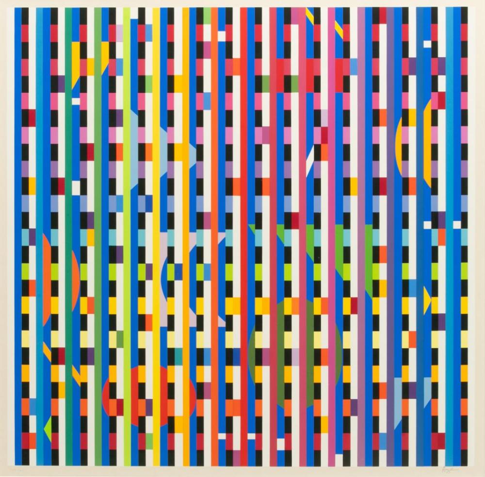 yaakov agam israeli b 1928 serigraph on wove paper 1980 beyond the visible h 22 w 22 5 frame size h 34 5 w 34 5 · DuMouchelles · 2025-10-17 Yaakov Agam comparable auction result: yaakov agam israeli b 1928 serigraph on wove paper 1980 beyond the visible h 22 w 22 5 frame size h 34 5 w 34 5