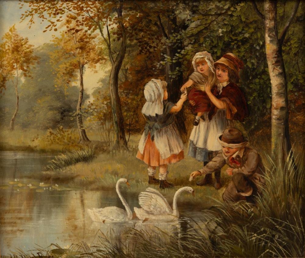 joseph halford ross british 1866 1909 oil on canvas feeding swans h 12 w 14 frame size h 17 w 19 · DuMouchelles · 2025-10-17 Joseph Halford Ross comparable auction result: joseph halford ross british 1866 1909 oil on canvas feeding swans h 12 w 14 frame size h 17 w 19