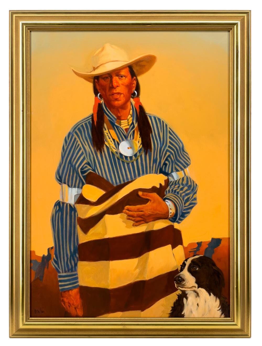 Walt Wooten comparable auction result: walt wooten navajo shepherd with best friend oil on canvas