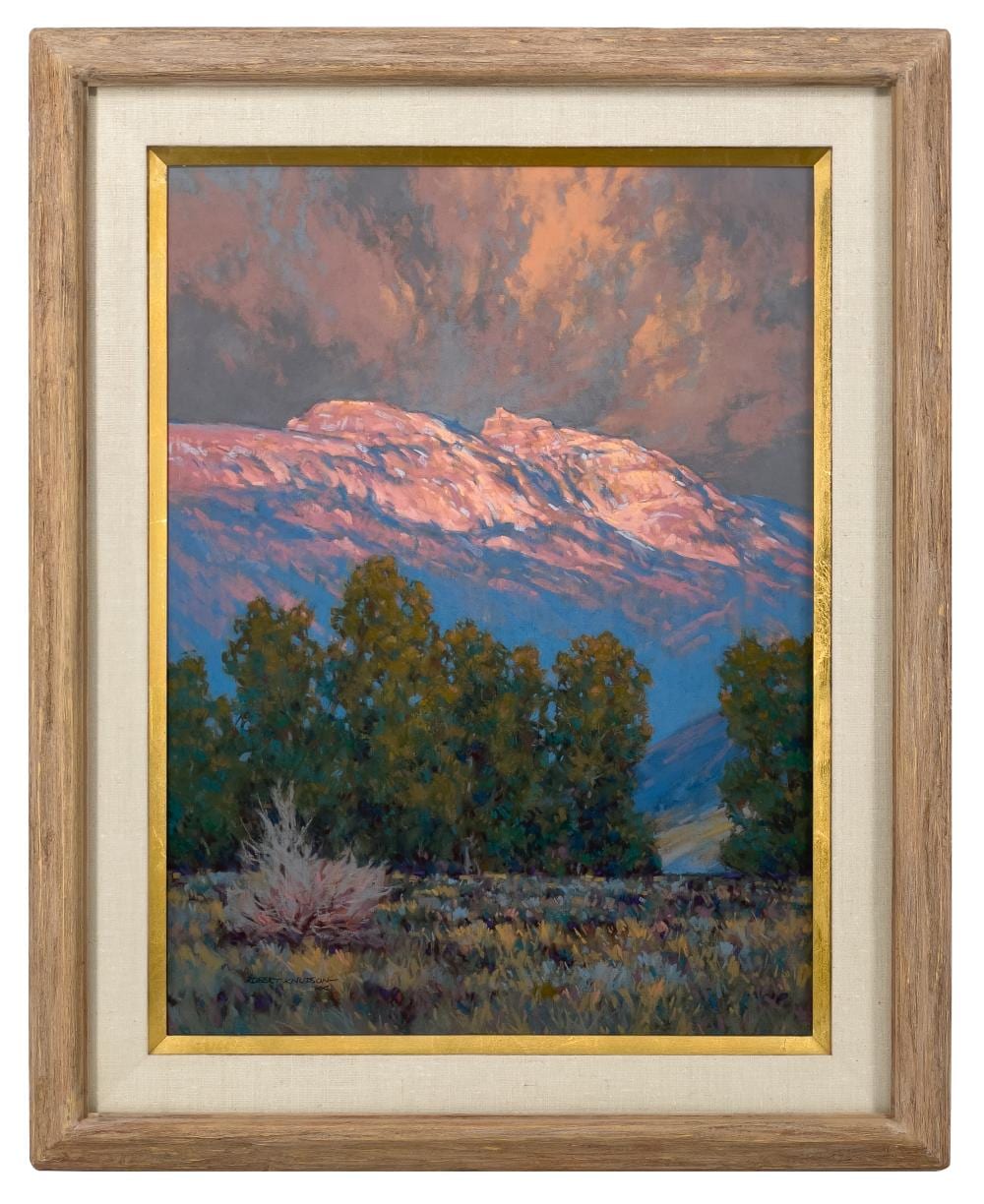 robert knudson sunset on the sleeping indian pastel on board · Bradford's · 2025-11-09 Robert Knudson comparable auction result: robert knudson sunset on the sleeping indian pastel on board