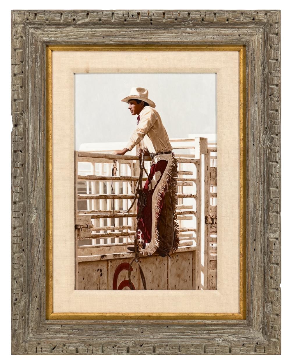Larry Riley comparable auction result: larry riley waiting to ride oil on board