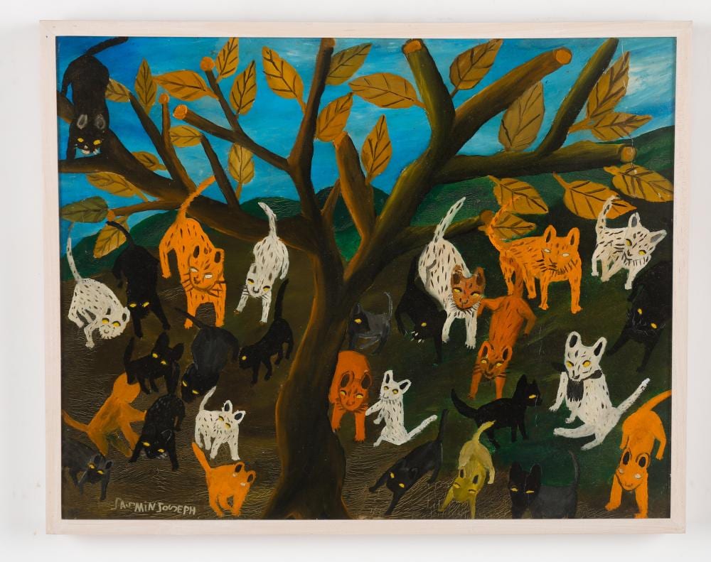 Jasmin Joseph comparable auction result: jasmin joseph haitian haiti manifestation des chats a noel