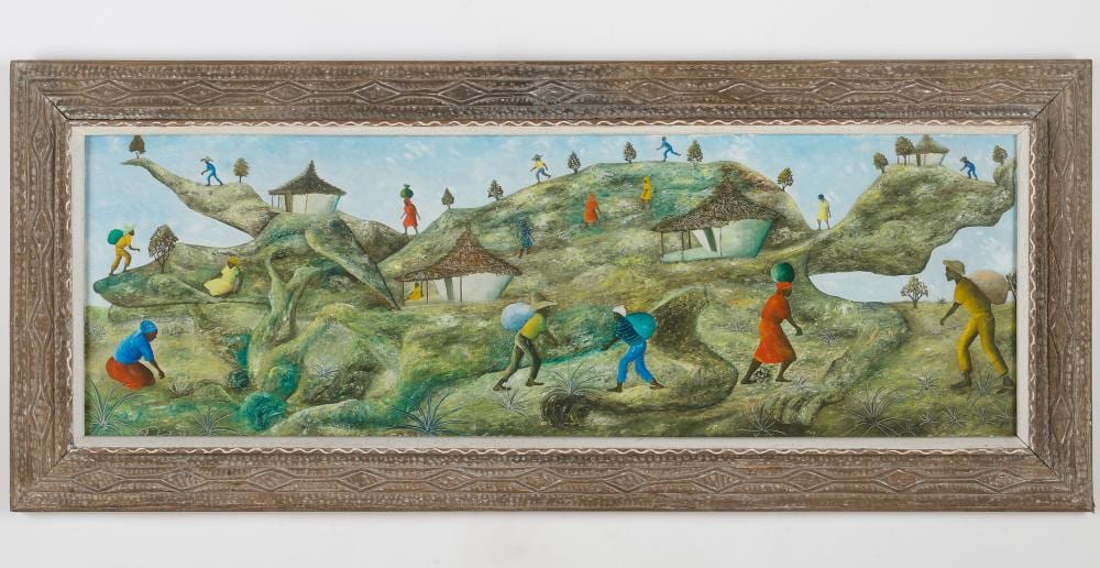 Jasmin Joseph comparable auction result: jasmin joseph haitian haiti agrarian scene dated 1964