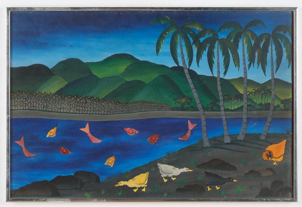 Gabriel Alix comparable auction result: gabriel alix haitian haiti ducks and fish 1960 s