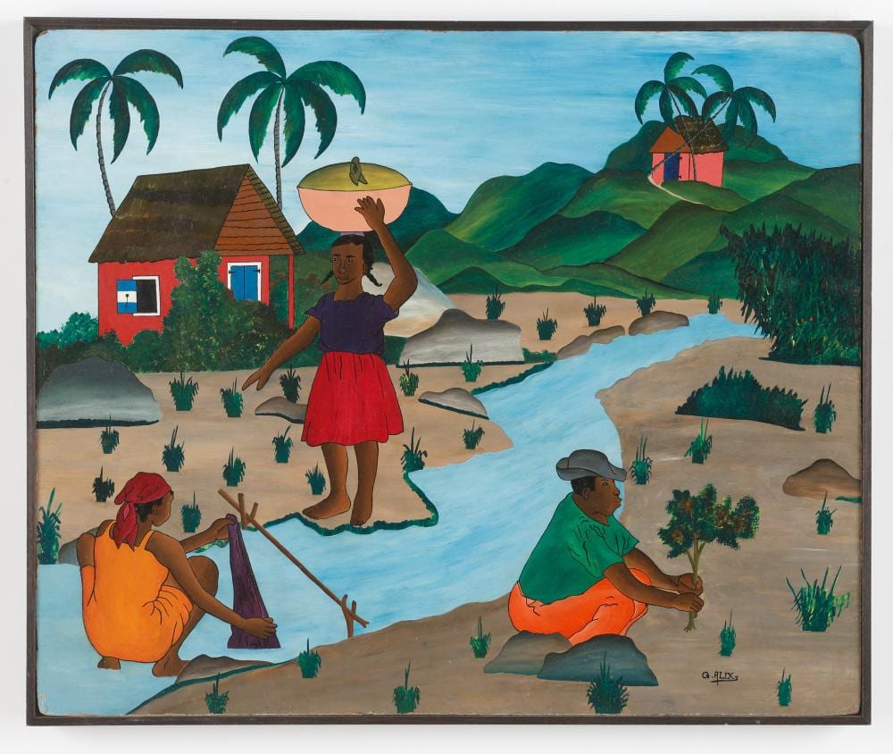Gabriel Alix comparable auction result: gabriel alix haitian haiti life by river circa 1960 s