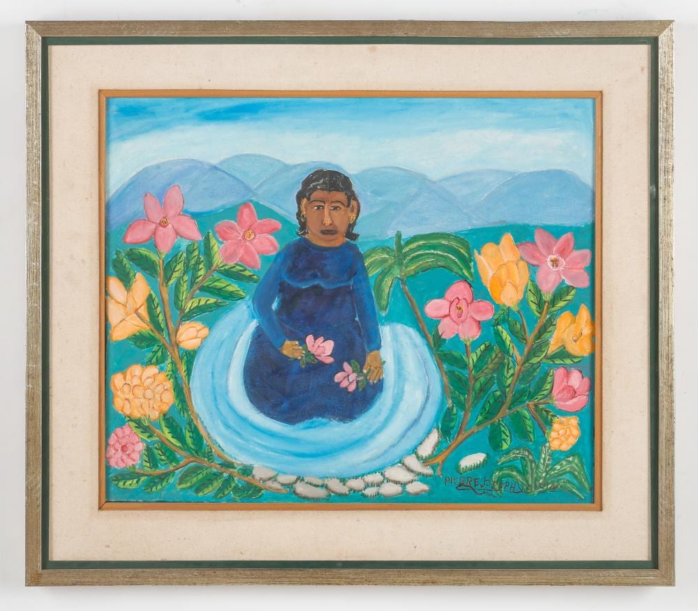 Pierre-Joseph Valcin comparable auction result: pierre joseph valcin haitian haiti waiting with flowers