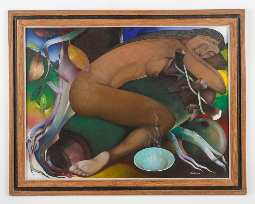 Jacques Gourgue comparable auction result: jacques enguerrand gourgue haitian haiti nude holding drum