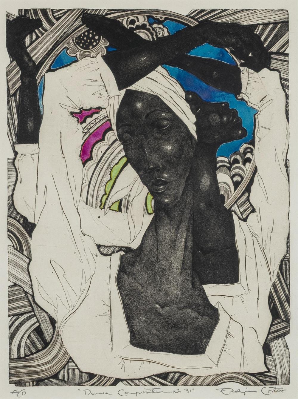 Eldzier Cortor comparable auction result: eldzier cortor 1916 2015 dance composition no 31