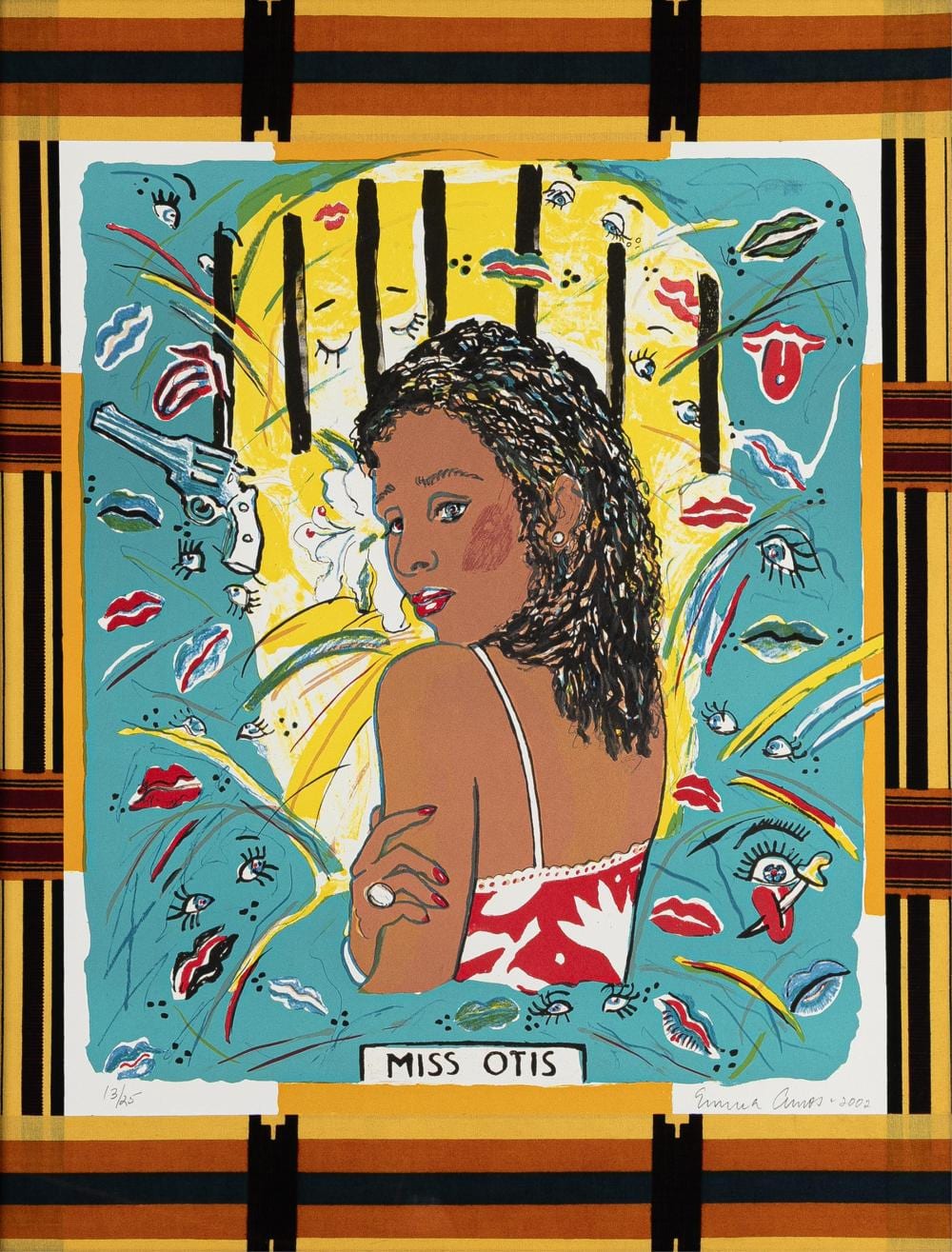 Emma Amos comparable auction result: emma amos 1937 2020 miss otis