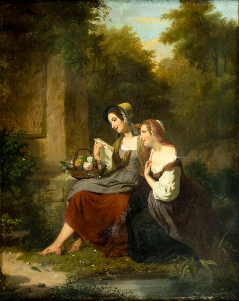 Jozef Geirnaert comparable auction result: jozef geirnaert belgium 1791 1859 oil painting antique