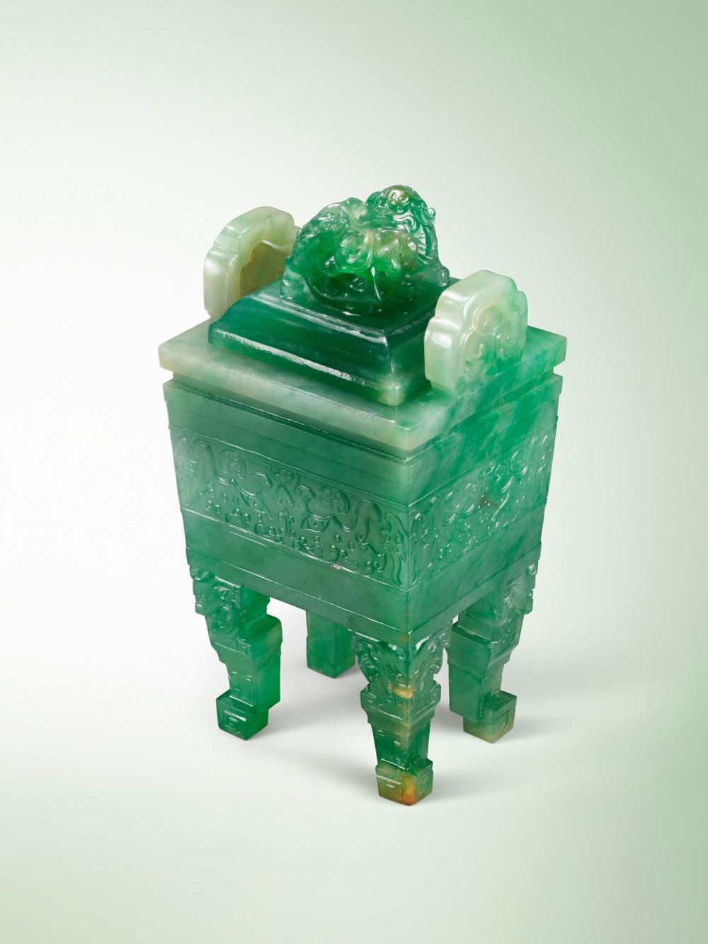 A Magnificent And Extremely Rare Emerald-Green JADEITE ARCHAISTIC CENSER AN comparable sale