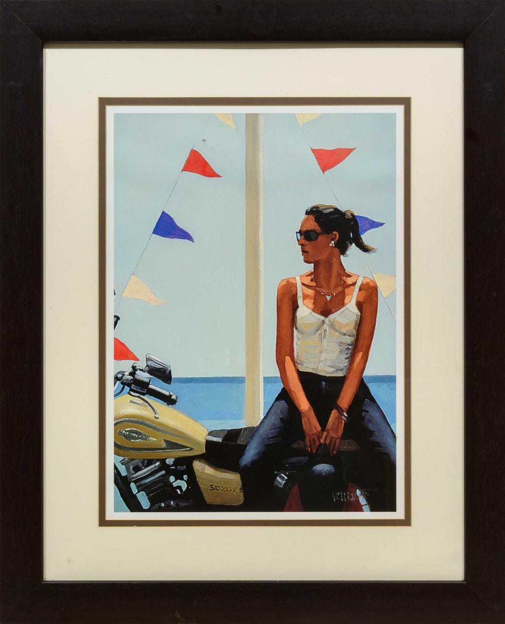 jack vettriano scottish born 1951 reproduction la fille la moto signed in the plate 57 x 41 sheet size · 5th Avenue Auctioneers · 2025-10-05 Jack Vettriano comparable auction result: jack vettriano scottish born 1951 reproduction la fille la moto signed in the plate 57 x 41 sheet size