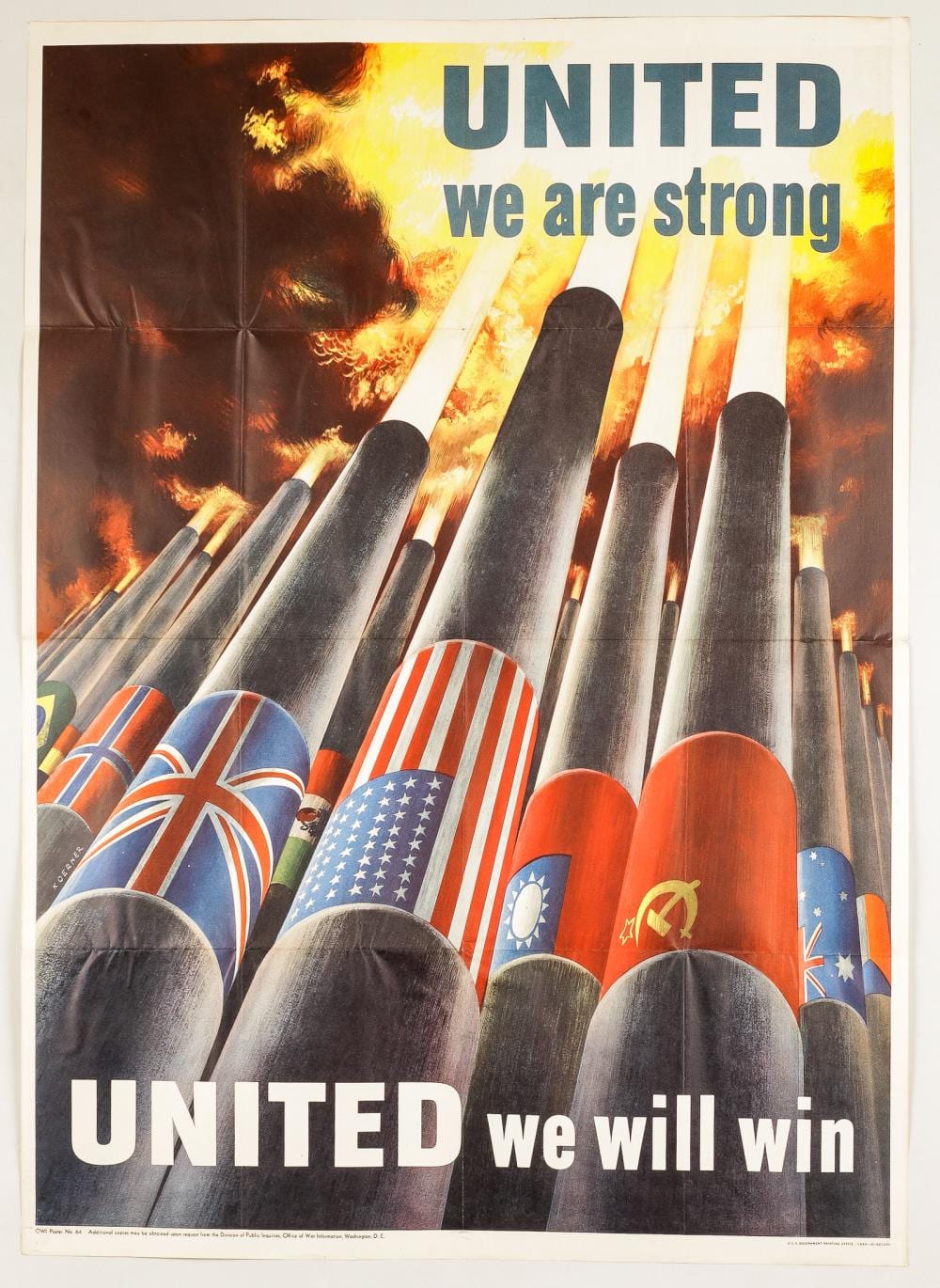 wwii united nations propaganda poster by henry koerner · Fairhill Auction LLC · 2025-10-15 Henry Koerner comparable auction result: wwii united nations propaganda poster by henry koerner