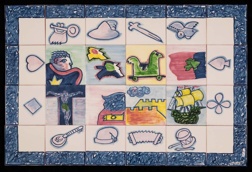 António Costa Pinheiro comparable auction result: ant nio costa pinheiro 1932 2015 painel de 24 azulejos pintados dim total aprox 56 x 84 cm