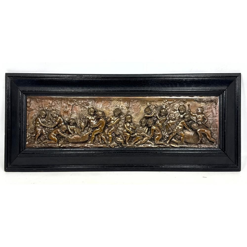 Gustav Grohe comparable auction result: gustav grohe 1893 figural relief metal plaque young cherub like figures with animal sacrifices signed