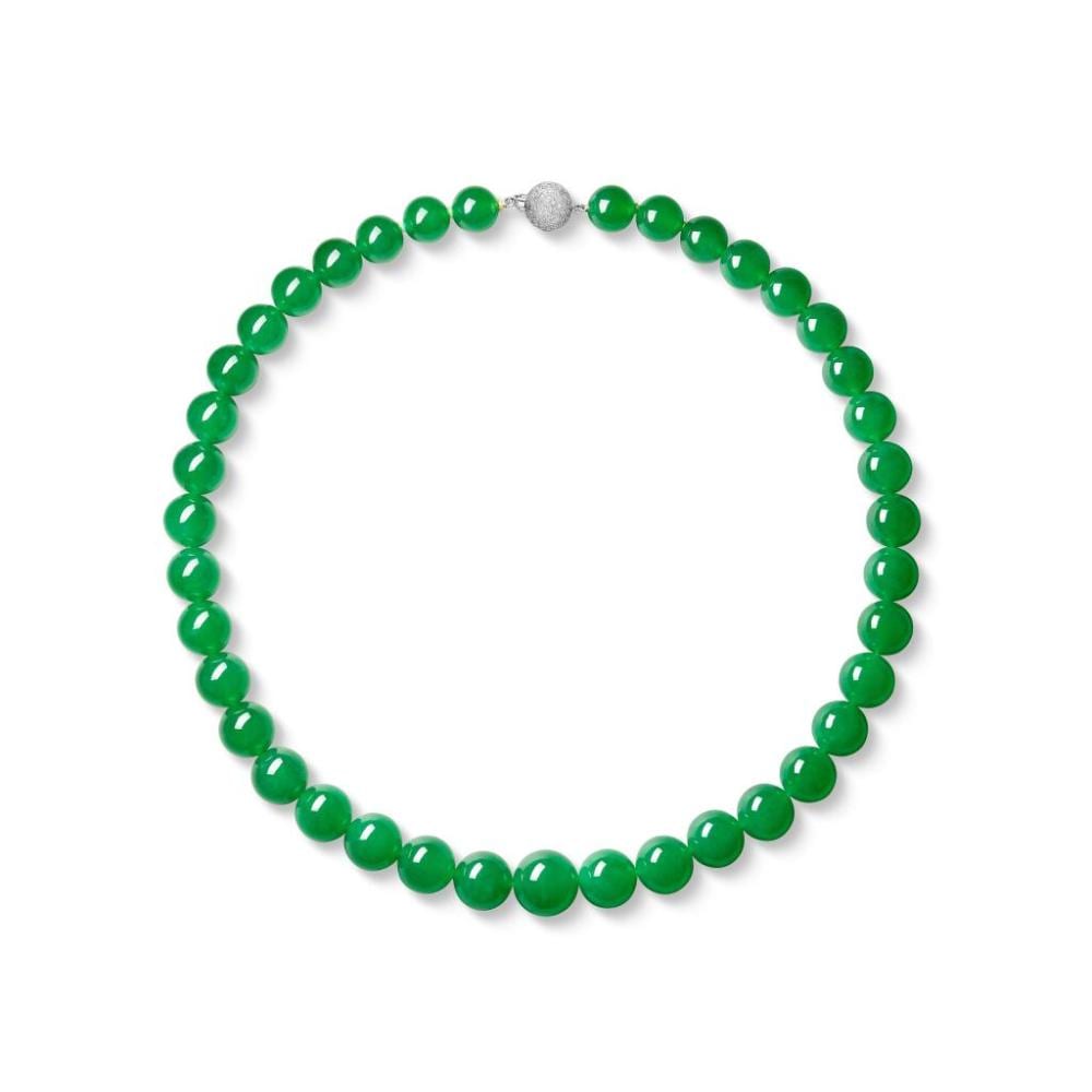 Jadeite Bead And Diamond Necklace | 天然翡翠珠 配 鑽石 項鏈 comparable sale