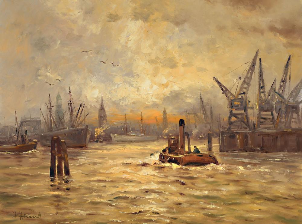 Adolf Rheinert comparable auction result: adolf rheinert 1879 1958 sunrise in the port
