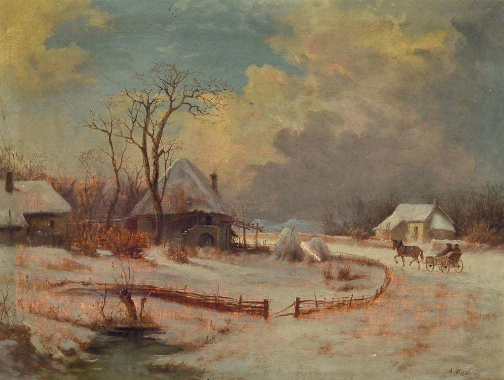 Antonio Rossetti comparable auction result: antonio rose 1848 1918 snowy winter landscape