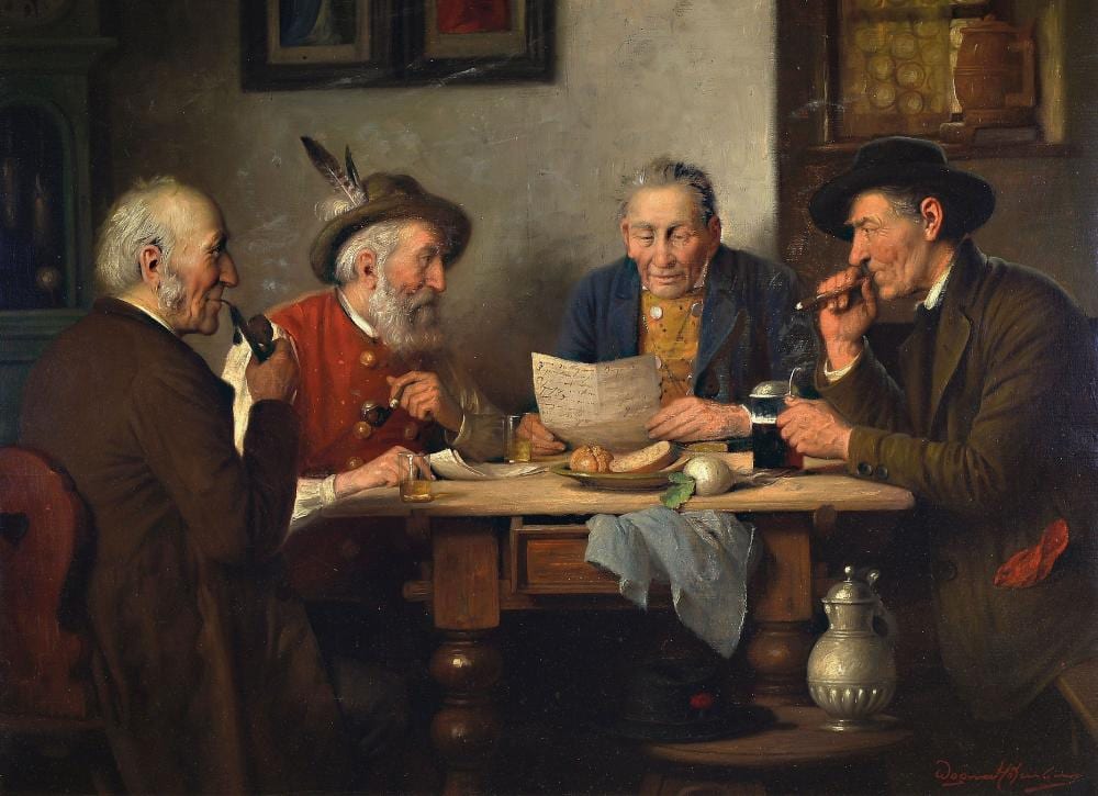 Josef Wagner-Höhenberg comparable auction result: josef wagner h henberg 1870 1939 four old men around