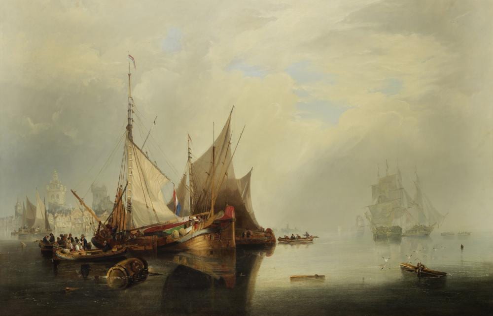 John Wilson Carmichael comparable auction result: john wilson carmichael british 1800 1868 shipping off a dutch port town