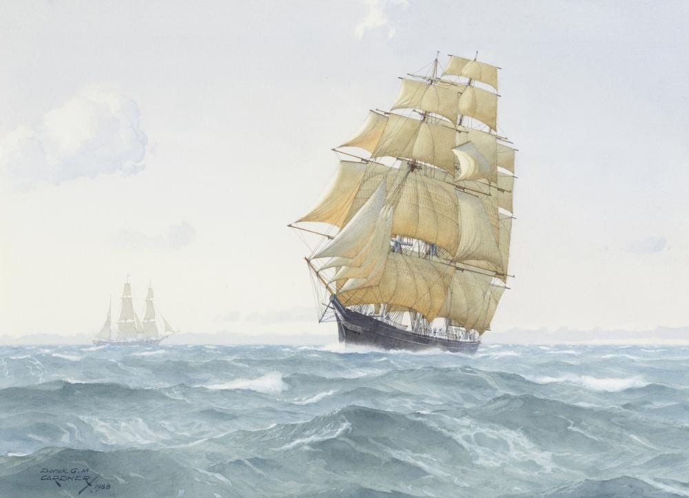 Derek George Montague Gardner comparable auction result: derek george montague gardner british 1914 2007 on the wings of the morning the champion of the seas