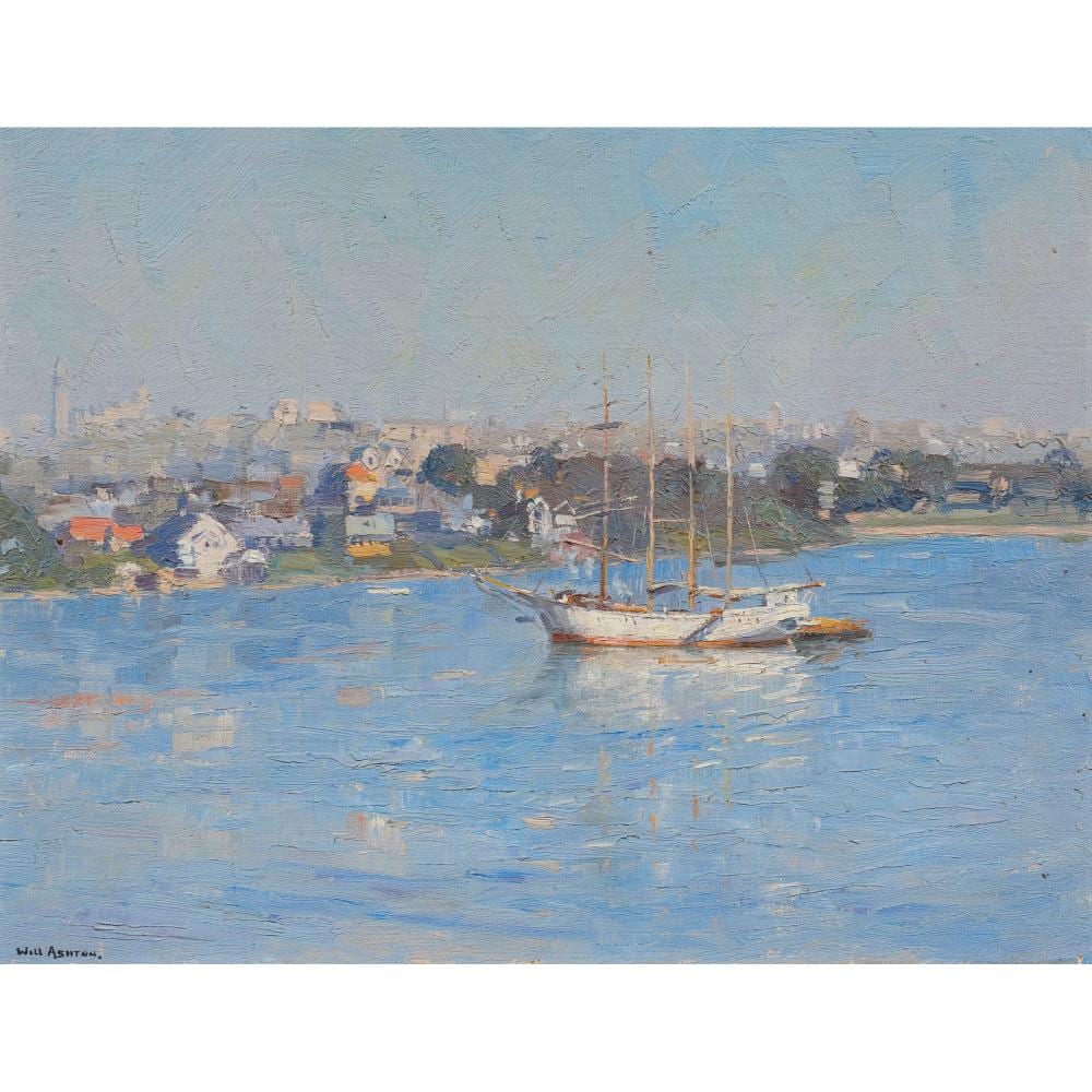 Will Ashton comparable auction result: will ashton 1881 1963 duttons schooner sydney harbour oil on canvasboard 32 5 x 43cm