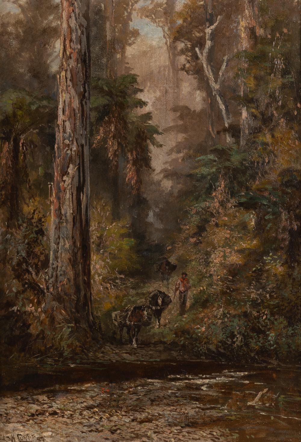 James Waltham Curtis comparable auction result: james waltham curtis 1839 1901 drover and horses by a creek 1887