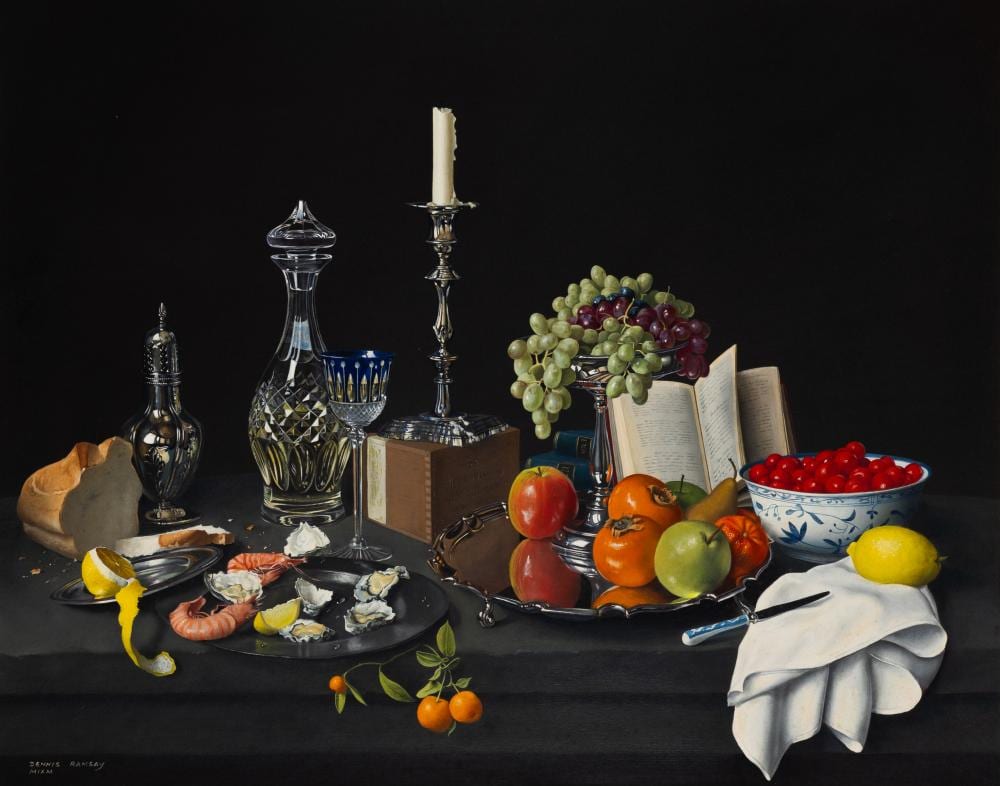 Dennis Ramsay comparable auction result: dennis ramsay 1925 2009 still life with fruit and wine