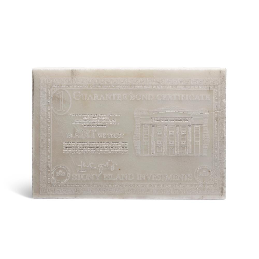 Theaster Gates comparable auction result: theaster gates b 1973 bank bond marble6 x 8 x 3 4in 15 3 x 22 3 x