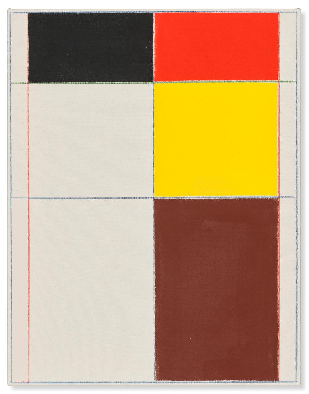 Matt Connors comparable auction result: matt connors b 1973 black tomato yellow brown pink top acrylic on