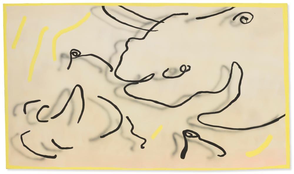 Austin Lee comparable auction result: austin lee b 1983 minotaur acrylic and spray paint on canvas42 x 71 7
