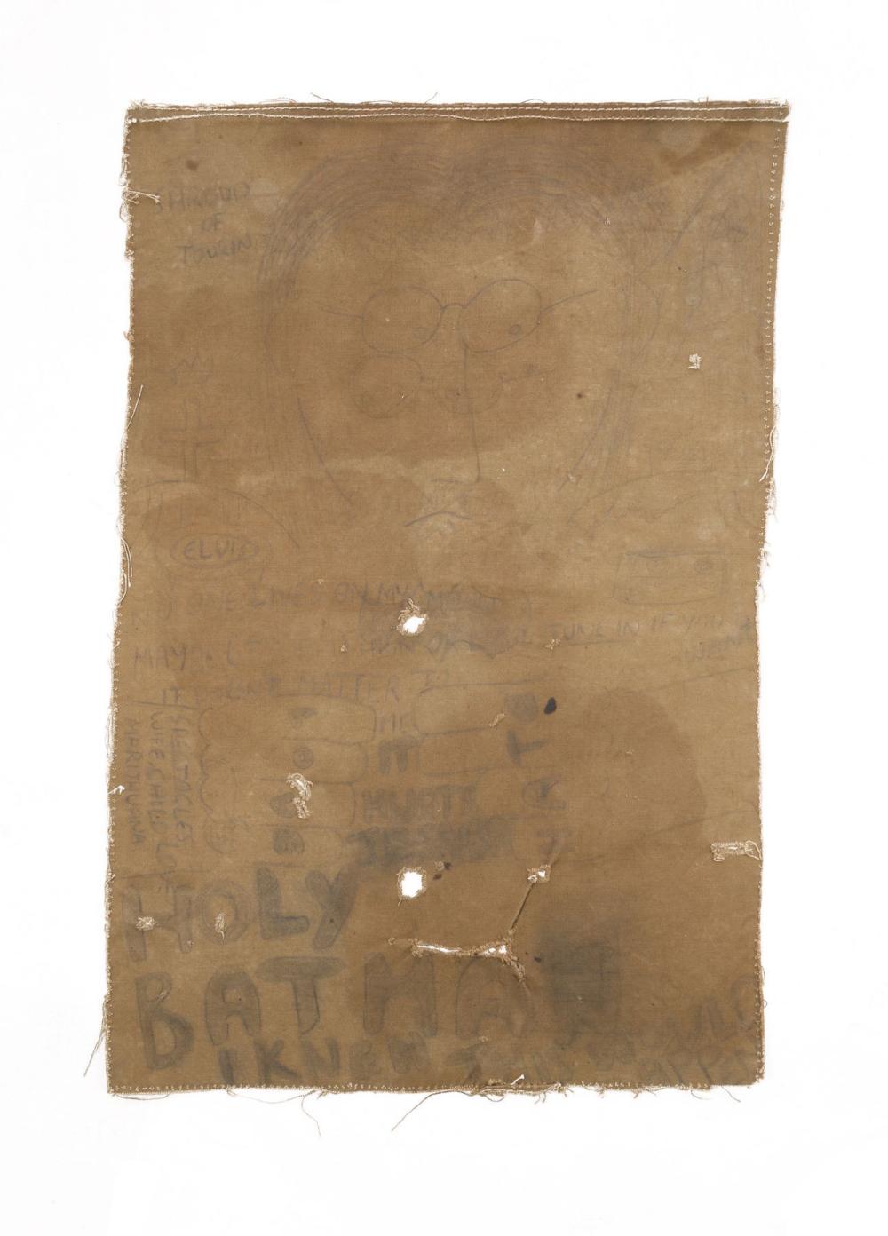 JOHN LENNON - Shroud of Tourin Artwork Autographed by John Lennon with Hand-Annotations and Illustrations, 1966 sold by Propstore London, lot 42 — auction record photograph