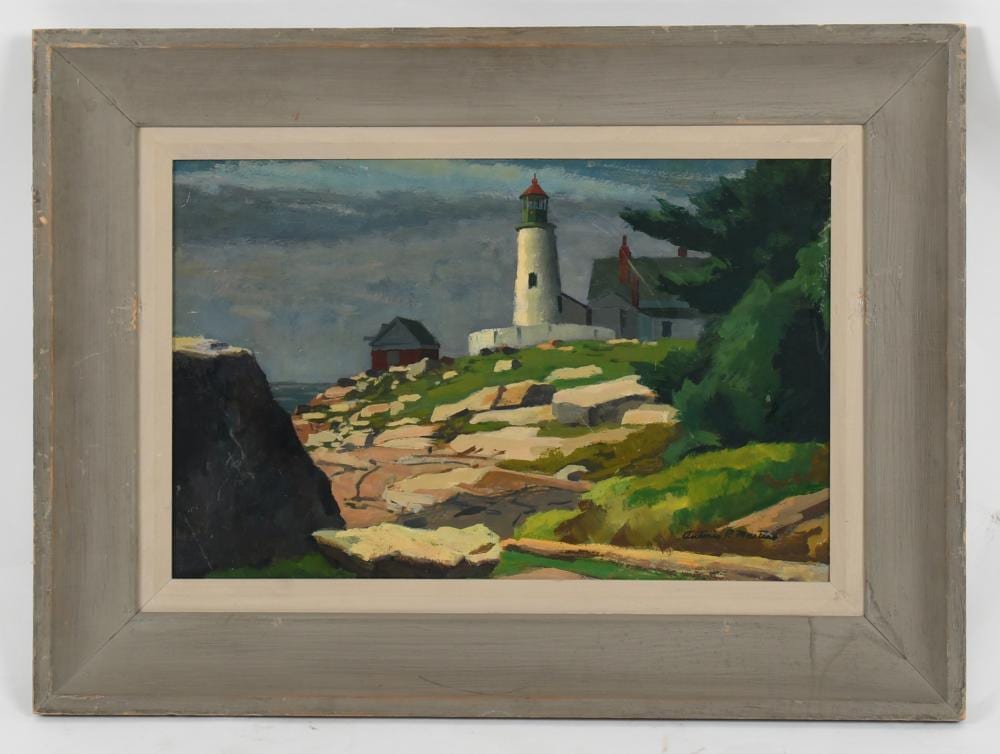Antonio Pietro Martino comparable auction result: antonio martino american 1902 1988 pemaquid light maine oil on board