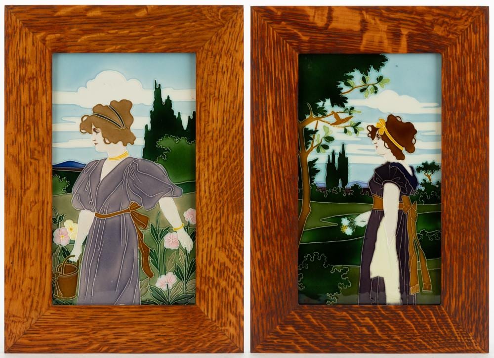 Carl Sigmund Luber comparable auction result: carl sigmund luber germany 1868 1934 for johann von schwarz art nouveau style framed tiles lot of two