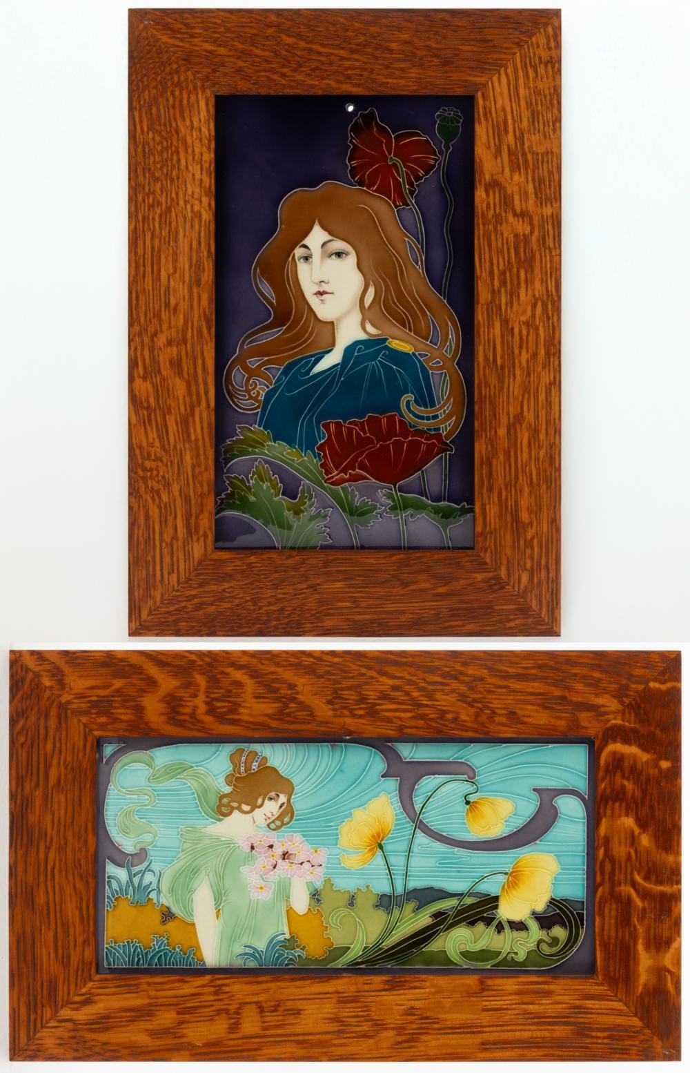 Carl Sigmund Luber comparable auction result: carl sigmund luber germany 1868 1934 for johann von schwarz art nouveau style framed tiles lot of two