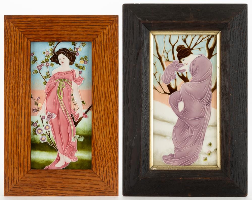 Carl Sigmund Luber comparable auction result: carl sigmund luber germany 1868 1934 for johann von schwarz art nouveau style framed tiles lot of two