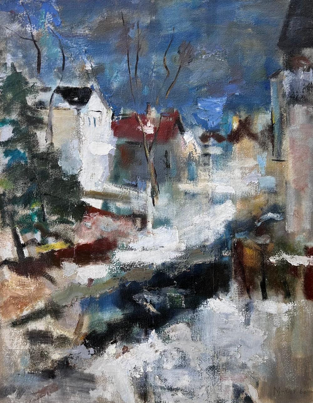 Bruce McKain comparable auction result: bruce mckain 1900 1990 snowy street 1960 oil on canvas 28 x 22 32 x 26 framed