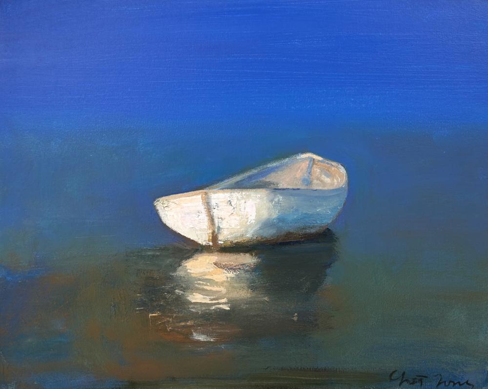 Chet Jones comparable auction result: chet jones 1957 white dory oil on canvas 16 x 20 21 1 2 x 25 1 2 framed