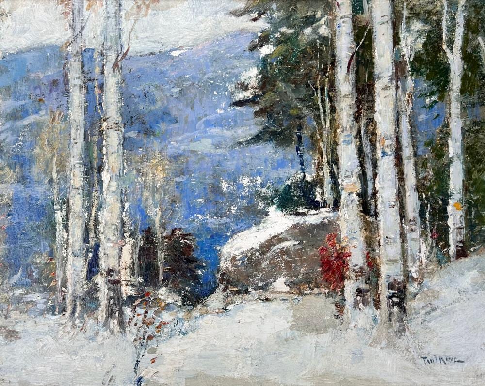 Paul King comparable auction result: paul king 1867 1947 the winter chapel pond oil on canvas board 16 x 20 22 x 26 framed