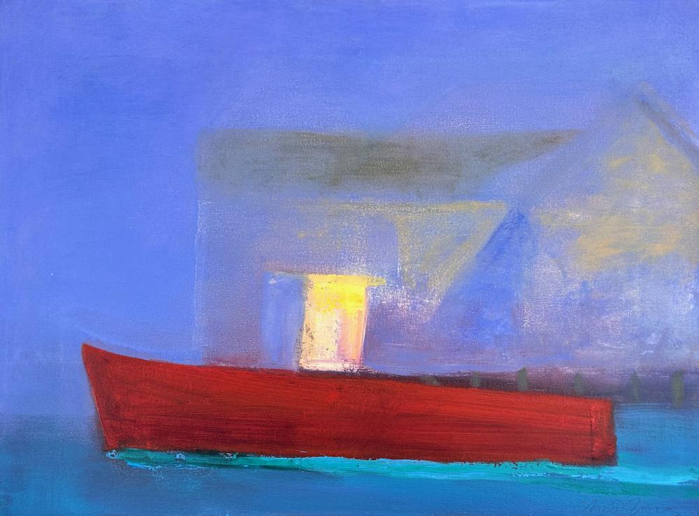 Chet Jones comparable auction result: chet jones 1957 red boat 1999 oil on canvas 18 x 24 19 1 4 x 25 1 4 framed