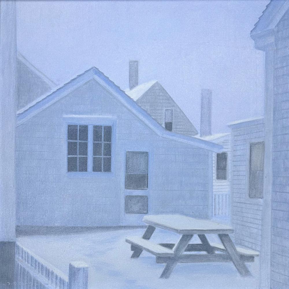 John Dowd comparable auction result: john dowd 1960 off season oil on linen 18 x 18 19 x 19 framed