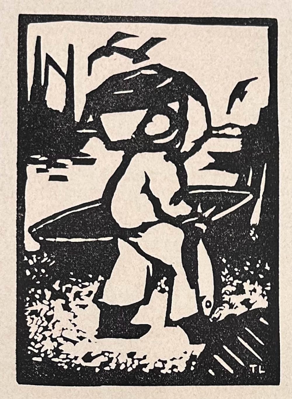 Tod Lindenmuth comparable auction result: tod lindenmuth 1885 1976 fisherman 1935 block print 5 1 4 x 3 3 4 image 10 3 4 x 8 3 4