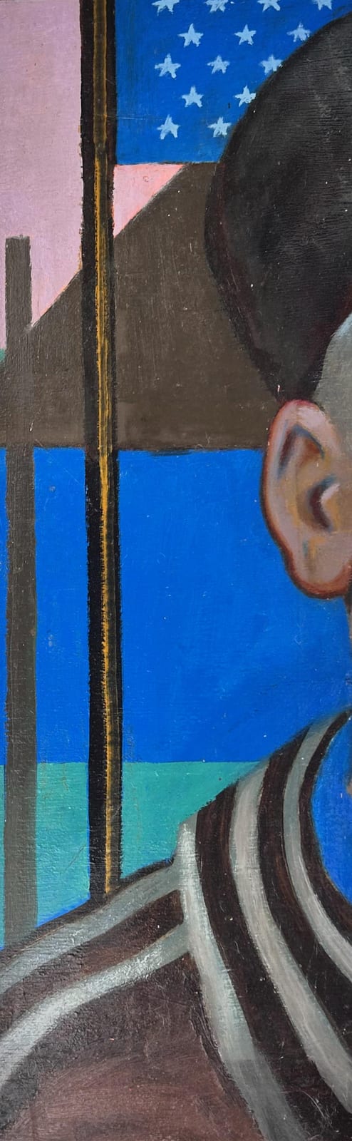 Jackson Lambert comparable auction result: jackson lambert 1919 2011 stars and stripes 1996 oil on paneling 24 x 8 24 1 2 x 8 1 2 framed