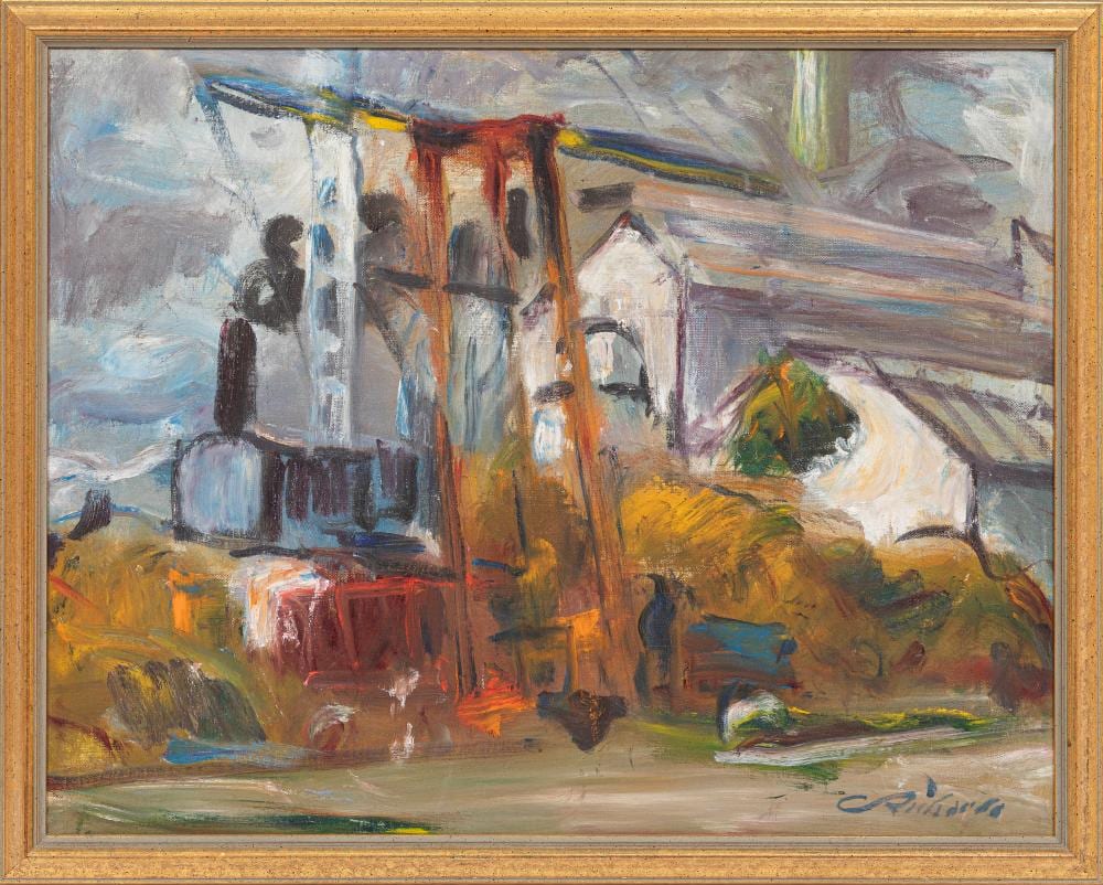 Charles Richards comparable auction result: charles whitfield richards american louisiana 1906 1992 farm scene oil on canvas