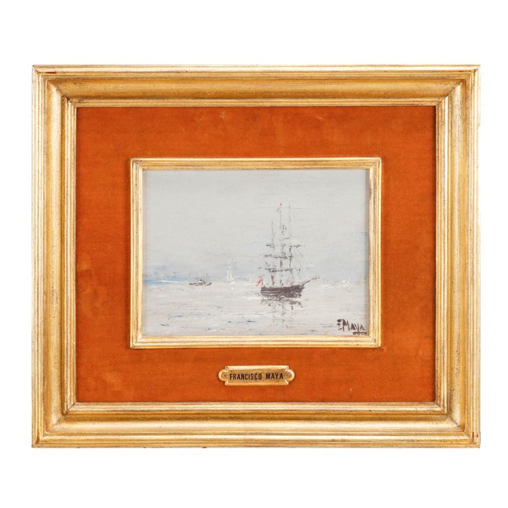 Francisco Maya comparable auction result: francisco maya 1915 1993 marinha com navios