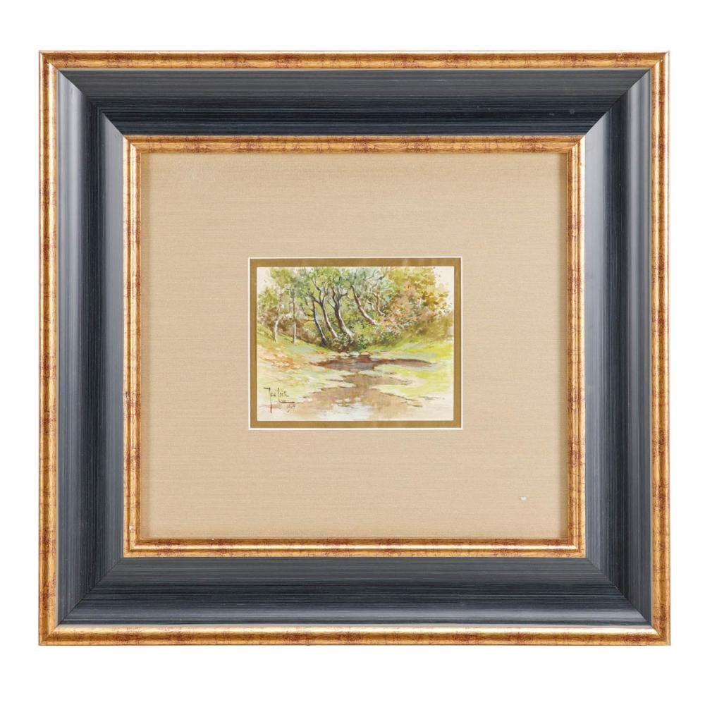 José Leite comparable auction result: jos leite 1873 1939 paisagem com ribeiro