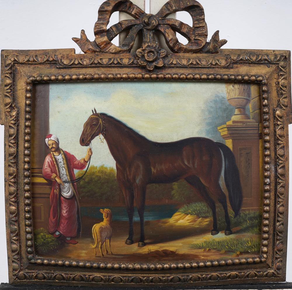 Vintage Realist Arabian Horse Portrait Framed Original Oil Painting in Giltwood Frame sold by Curated Gallery Auctions, lot 33 — auction record photograph