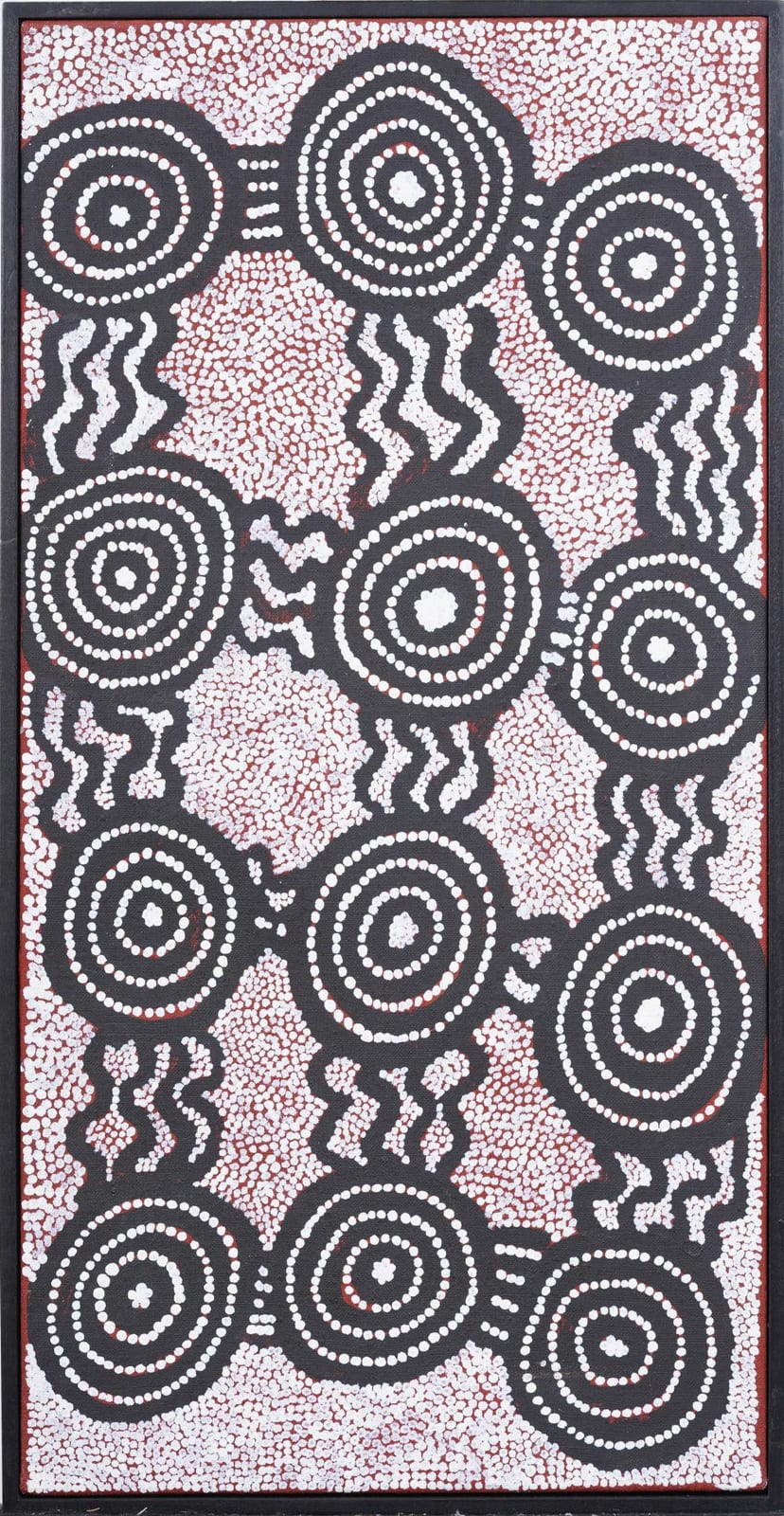 Yinarupa Nangala comparable auction result: yinarupa nangala born 1948 vintage australian aboriginal framed modernist original oil painting