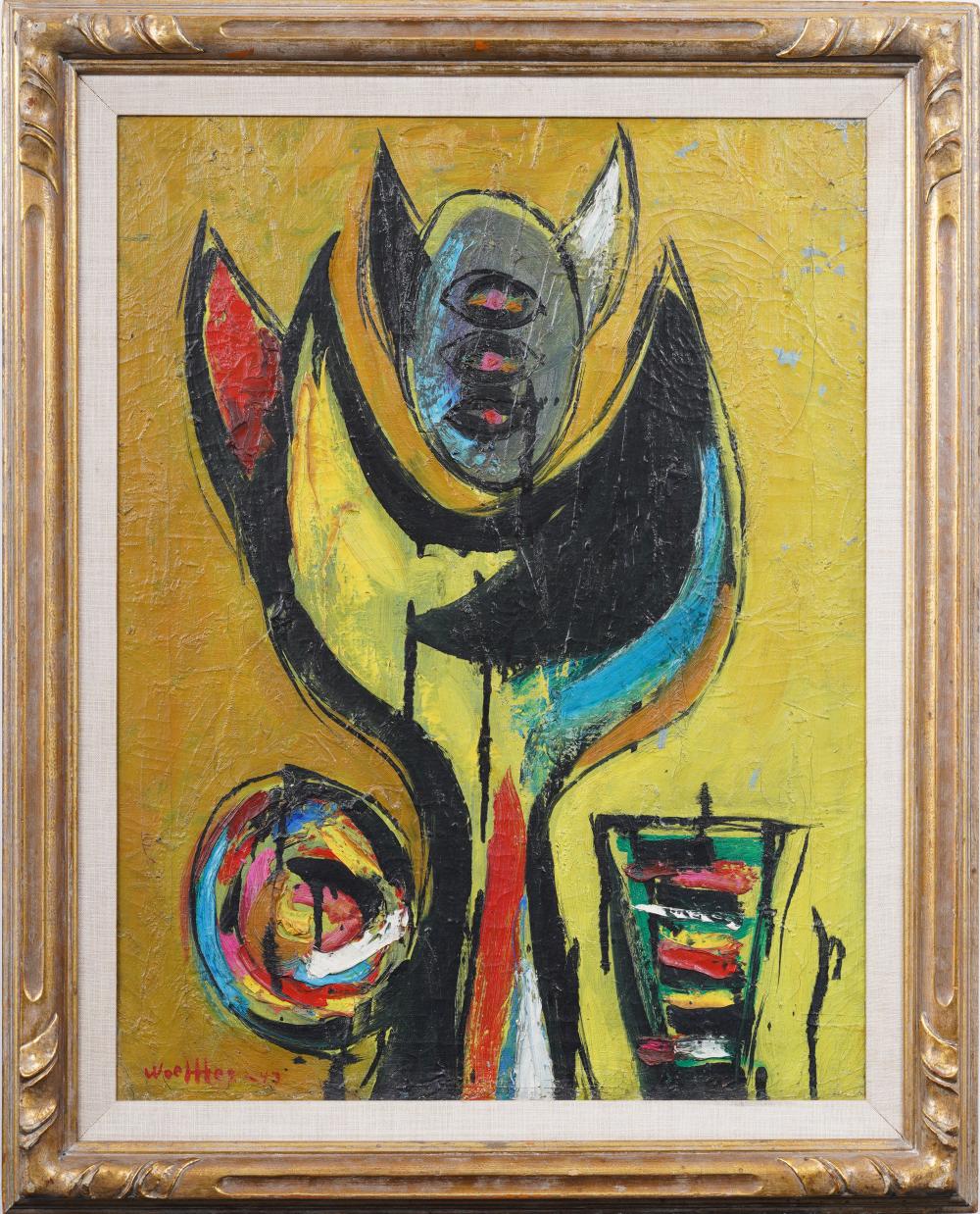 Emerson S. Woelffer comparable auction result: emerson s woelffer 1914 2003 vintage american signed abstract expressionist rare oil painting