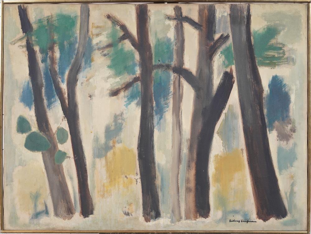 Sidney Laufman comparable auction result: sidney laufman 1891 1985 large important exhibited modernist landscape original oil painting